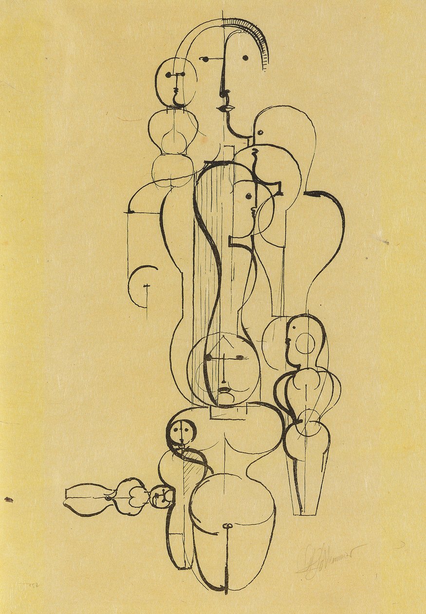 Koncentrikus csoport: ábra terv K1 Koncentrikus csoport: ábra terv K1, 1922. alkotó: Oskar Schlemmer