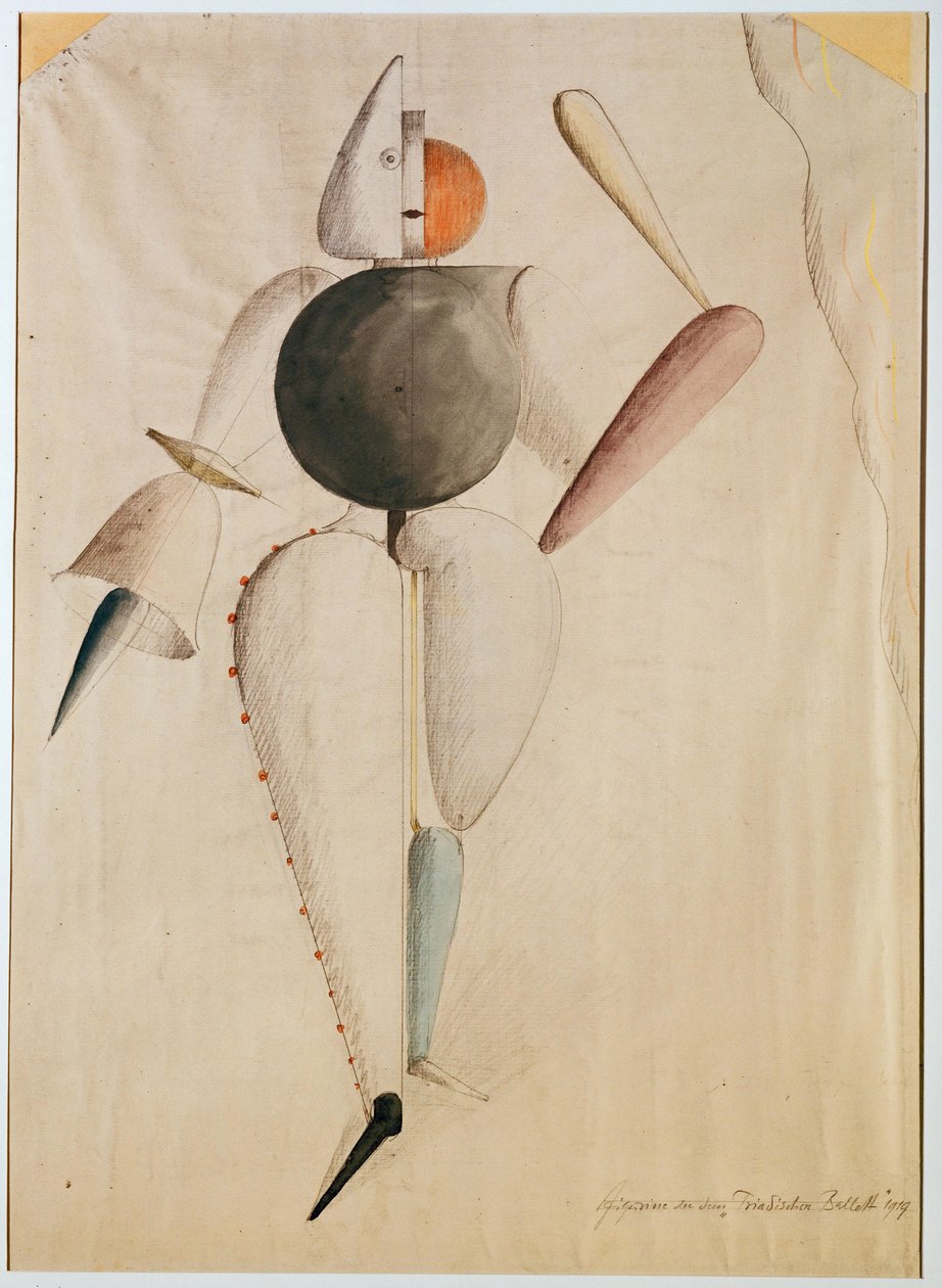 A Triadic Balett jelmezterve, Schlemmer, Oskar (1888-1943). Akvarell papíron alkotó: Oskar Schlemmer