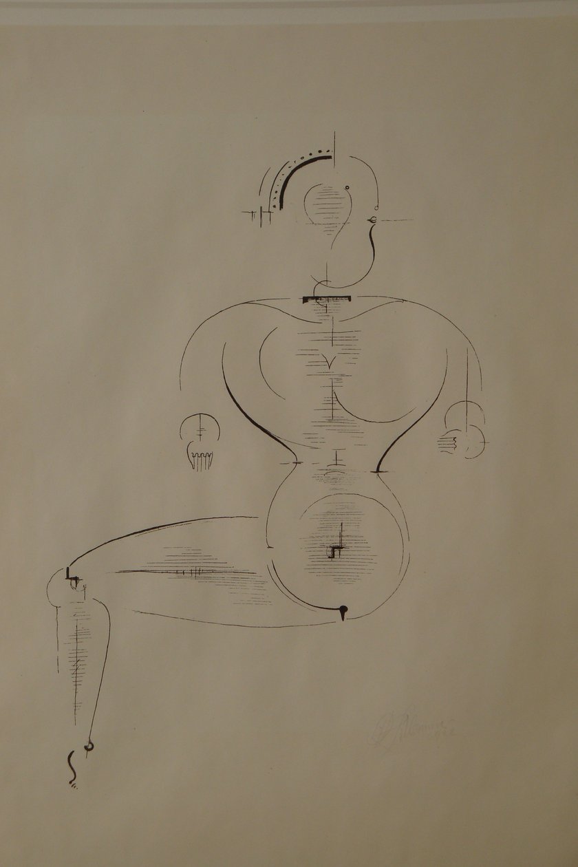 Ábra oldalról: H2 ábra Ülő, 1921. alkotó: Oskar Schlemmer