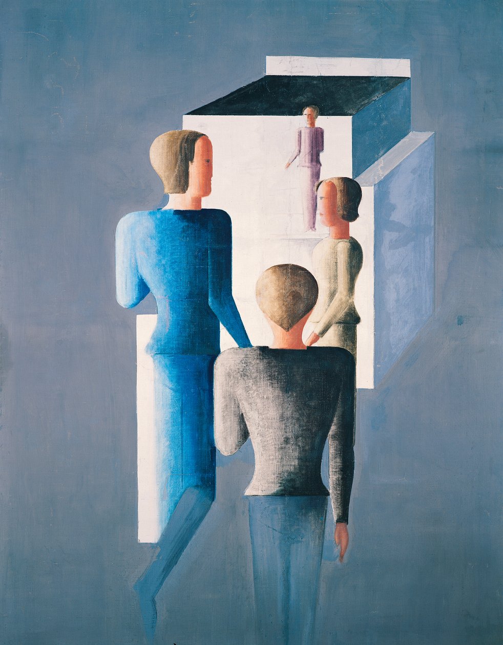 Négy figura és egy kocka alkotó: Oskar Schlemmer