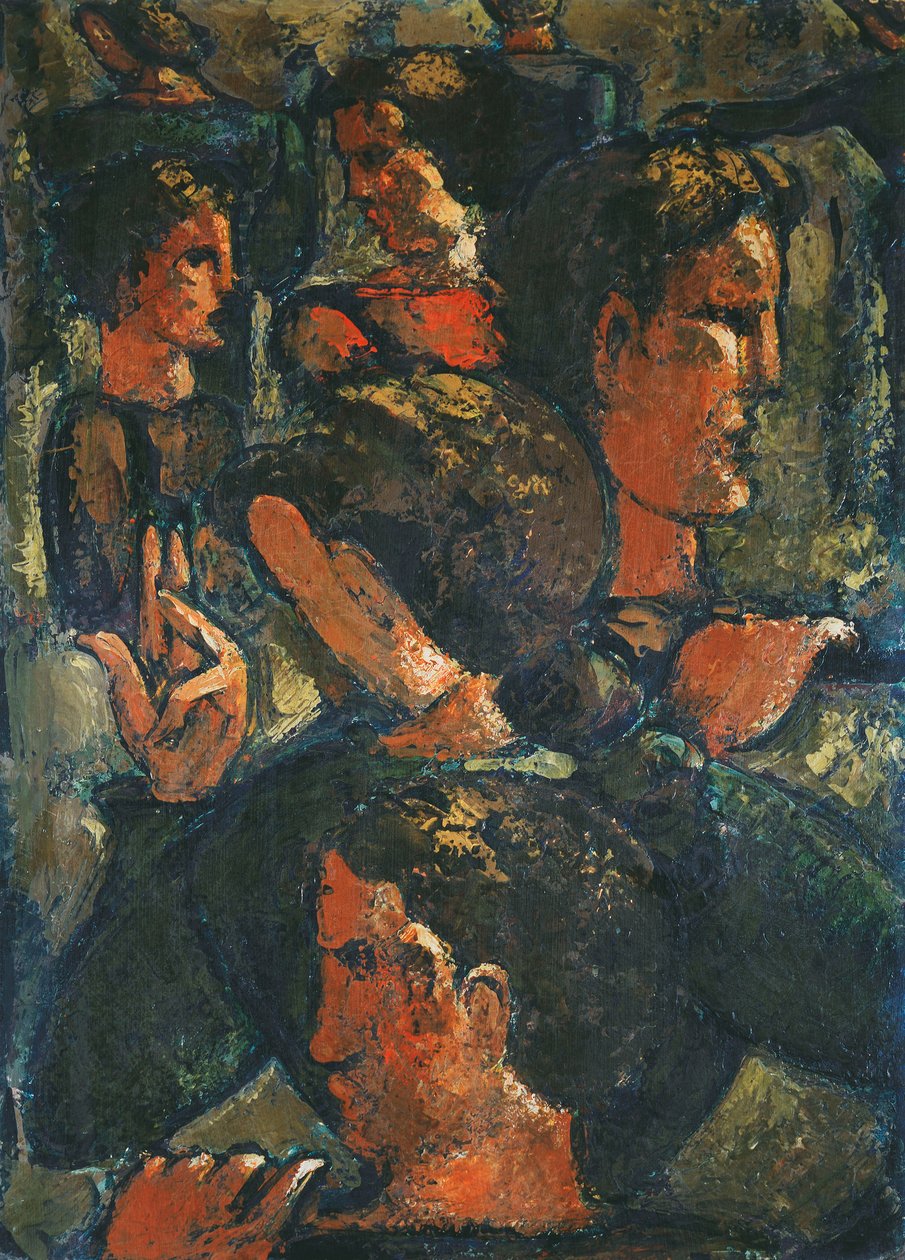 Felemelt kézzel figurák csoportja; Figura csoport Erhobener Hand alkotó: Oskar Schlemmer