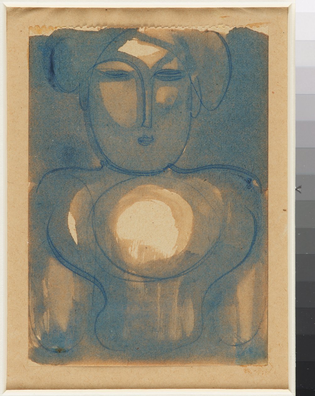 Halbfigur mit Licht auf Stirn und Brust alkotó: Oskar Schlemmer