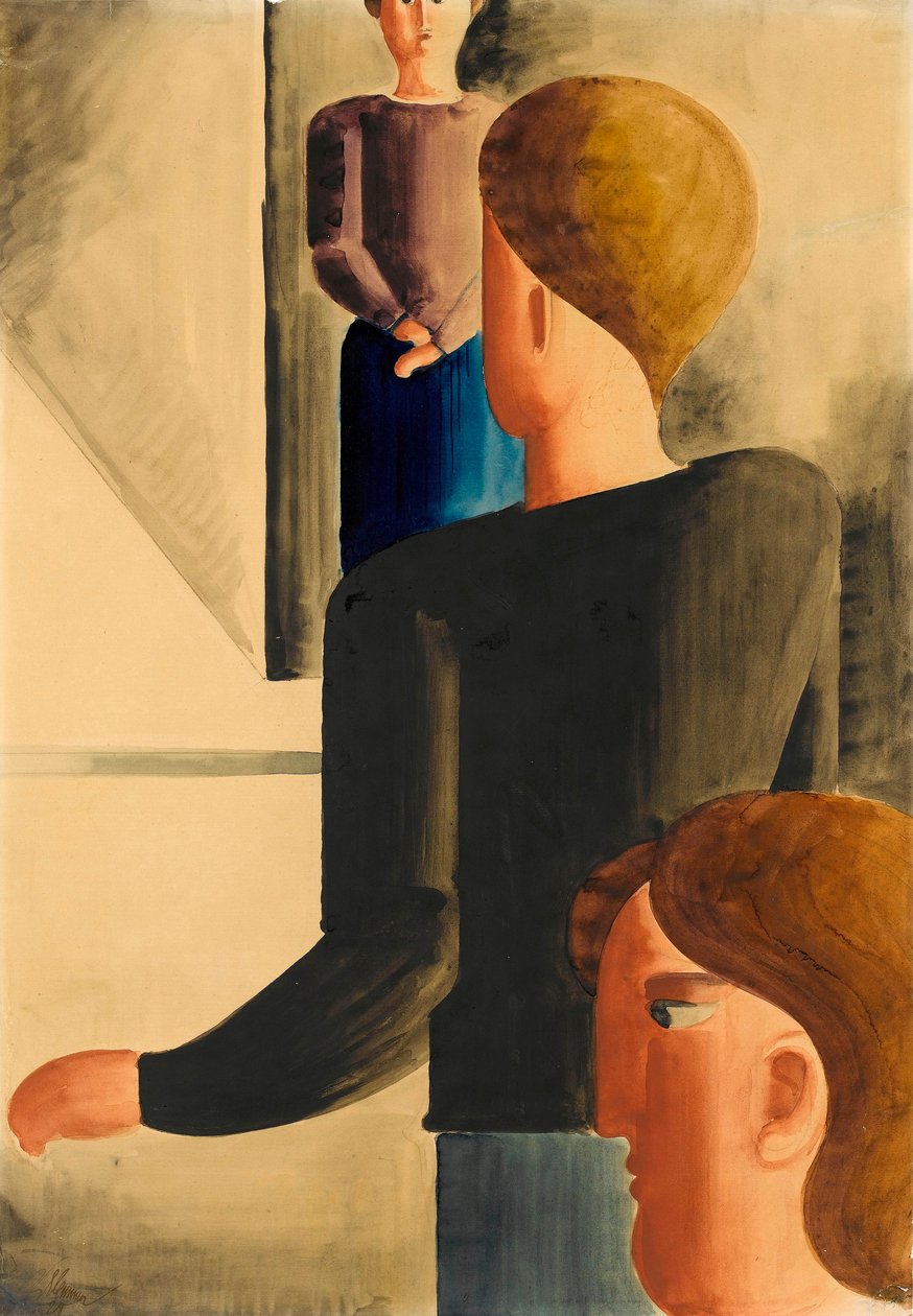 Három figura a szobában Egyszerű gesztus, 1928. alkotó: Oskar Schlemmer