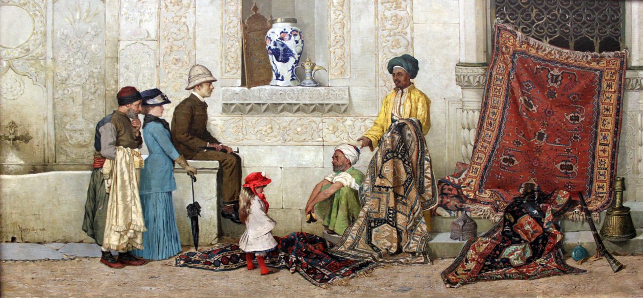 Perzsa szőnyegkereskedő az utcán alkotó: Osman Hamdi Bey