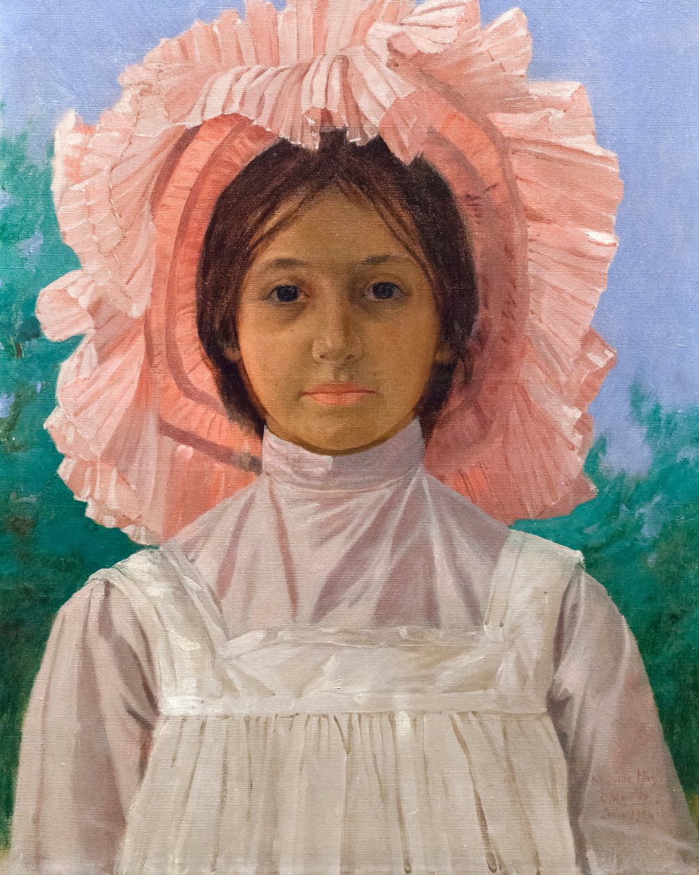 Lány rózsaszín sapkával alkotó: Osman Hamdi Bey