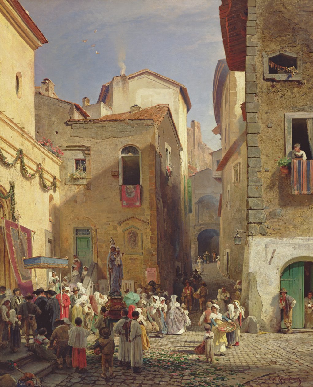 Szűzanya ünnepe Gennazzanóban, Roman Campagna, Olaszország, 1865 alkotó: Oswald Achenbach