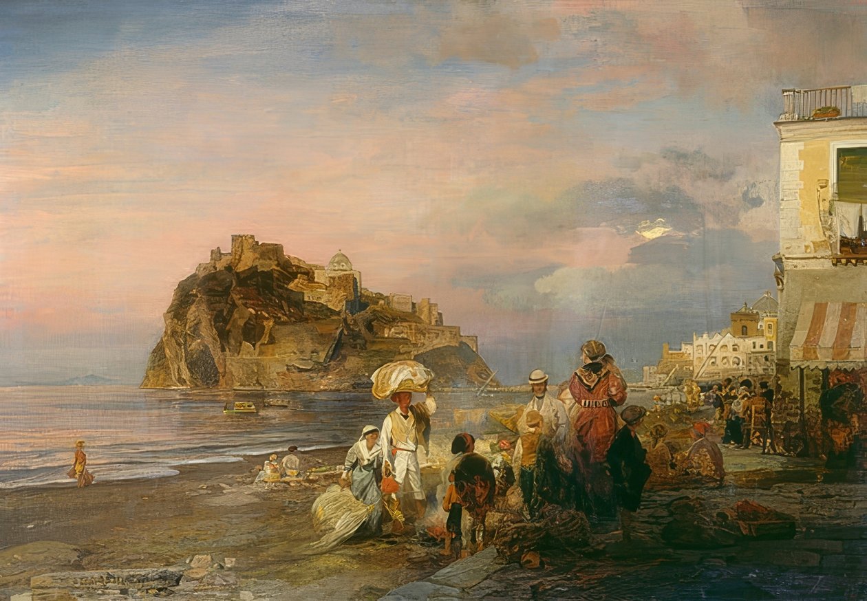 Esti strand Ischia közelében. 1879 alkotó: Oswald Achenbach