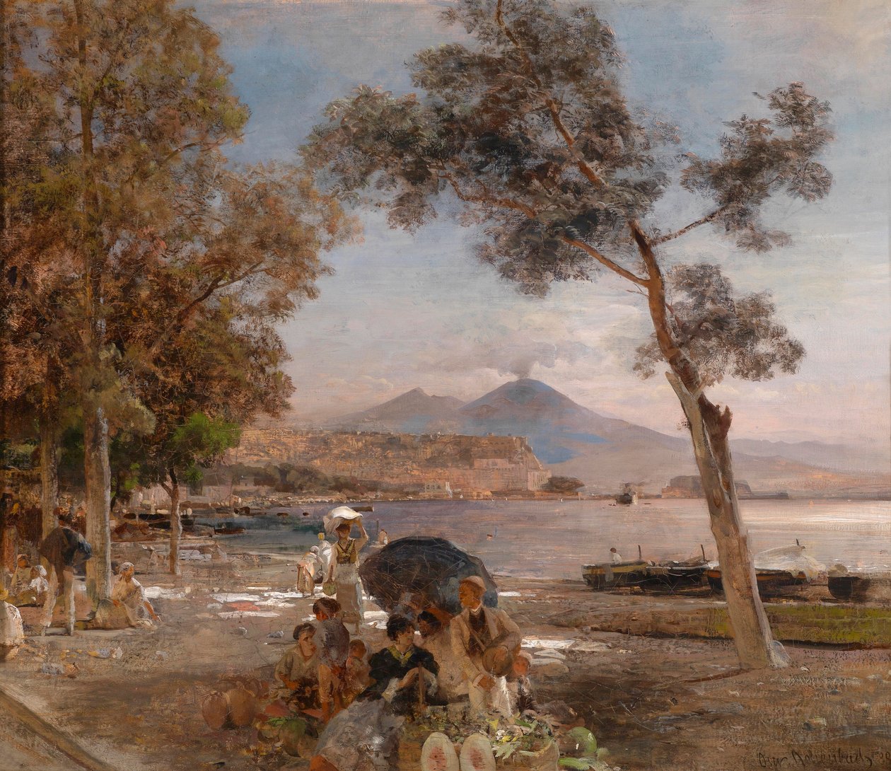 ""Atmosphere de soiree sur la baie de Naples, Italie"" (Esti hangulat a Nápolyi-öbölnél) Peinture d