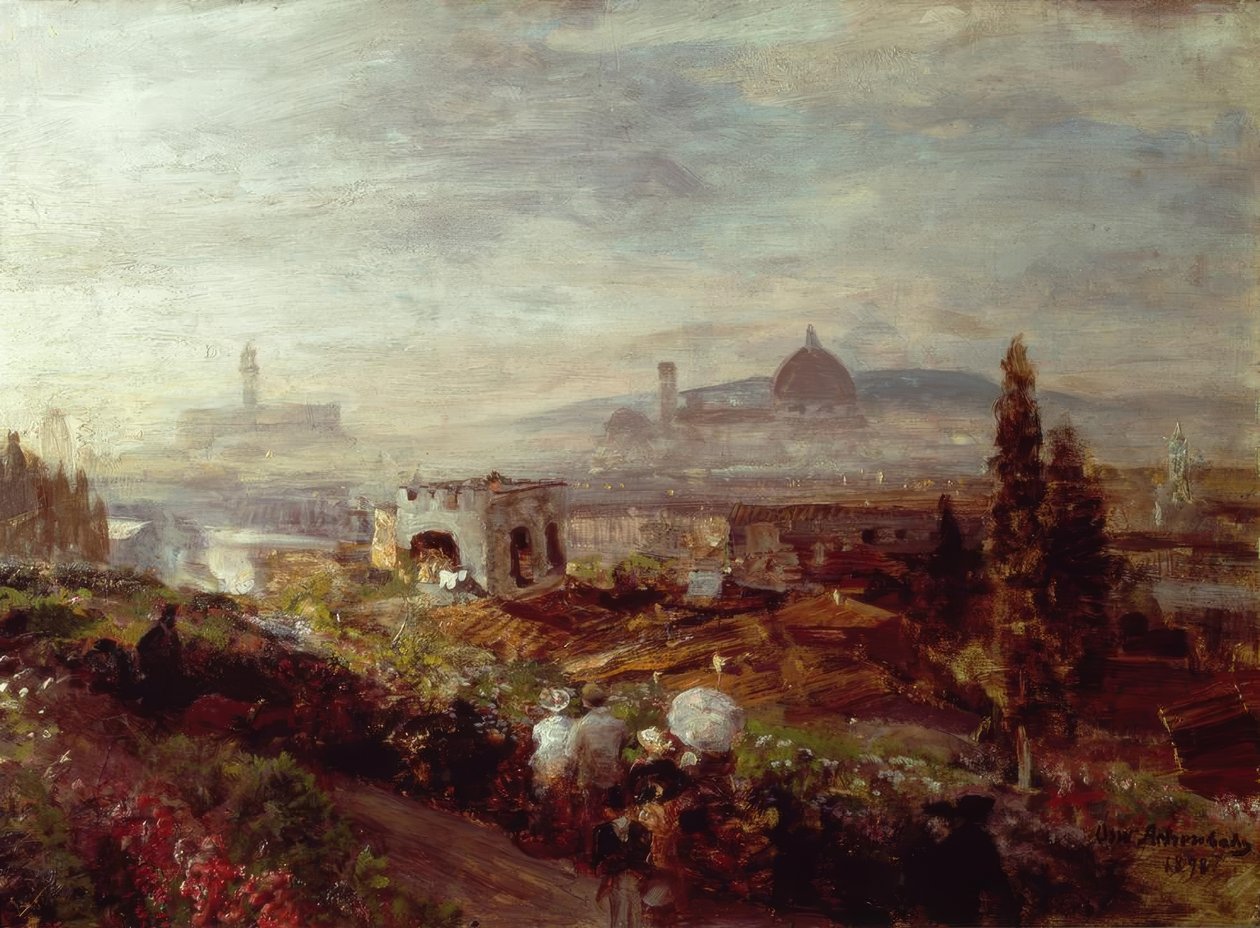 Kilátás Firenzére alkotó: Oswald Achenbach