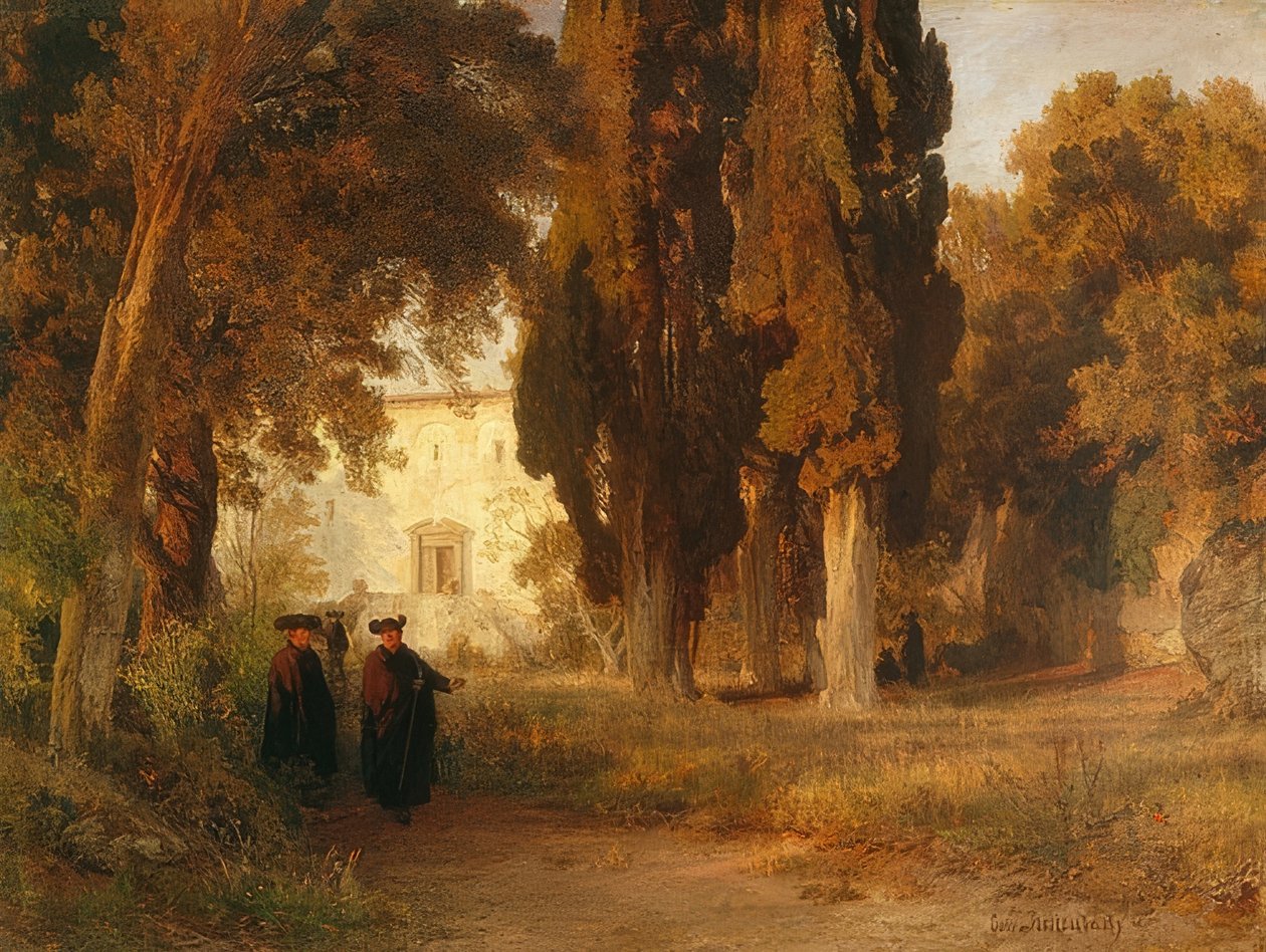 A kolostor kertje. 1857 után alkotó: Oswald Achenbach
