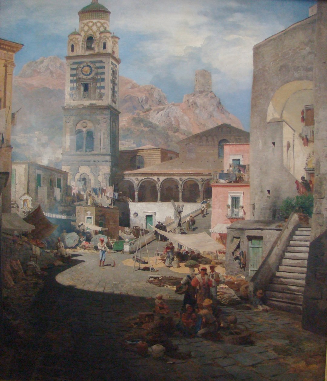Német: Amalfi piactér alkotó: Oswald Achenbach