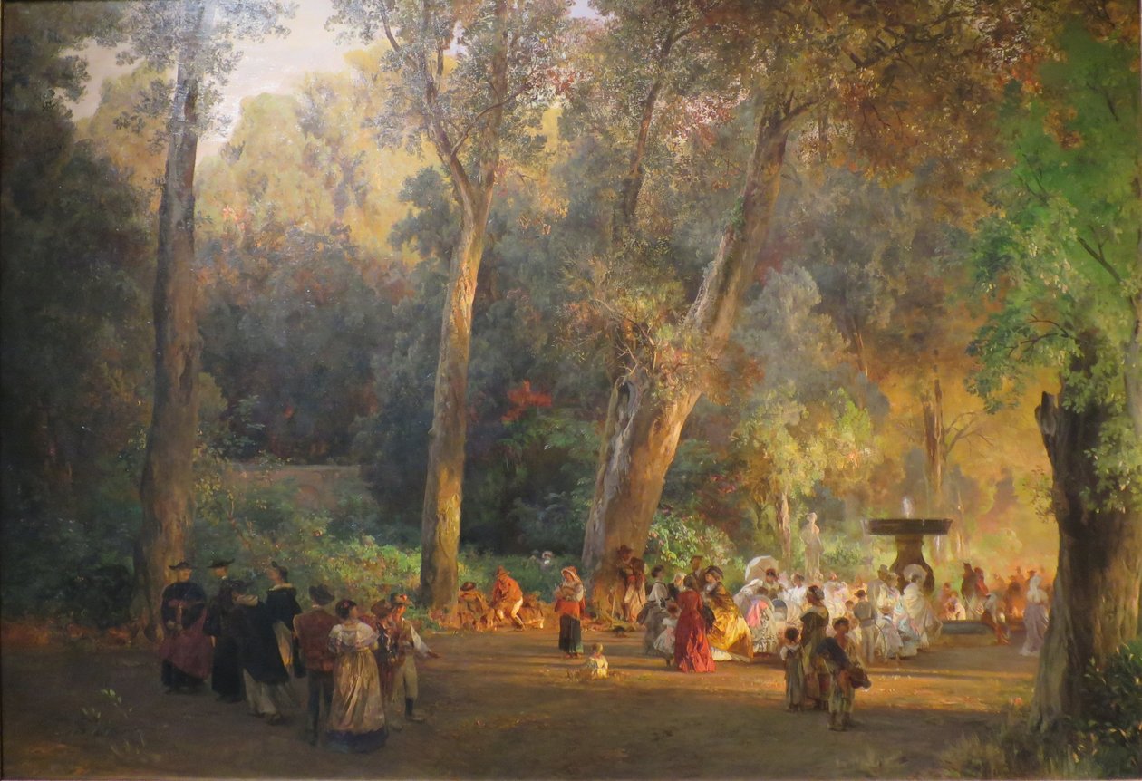A Villa Torlonia parkjában alkotó: Oswald Achenbach