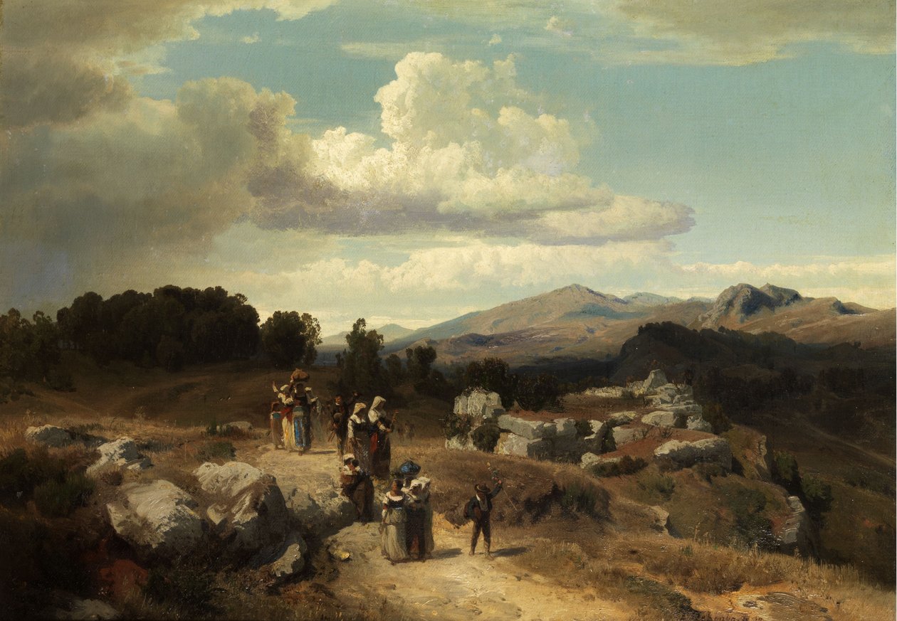 Vasárnapi séta a római vidéken alkotó: Oswald Achenbach