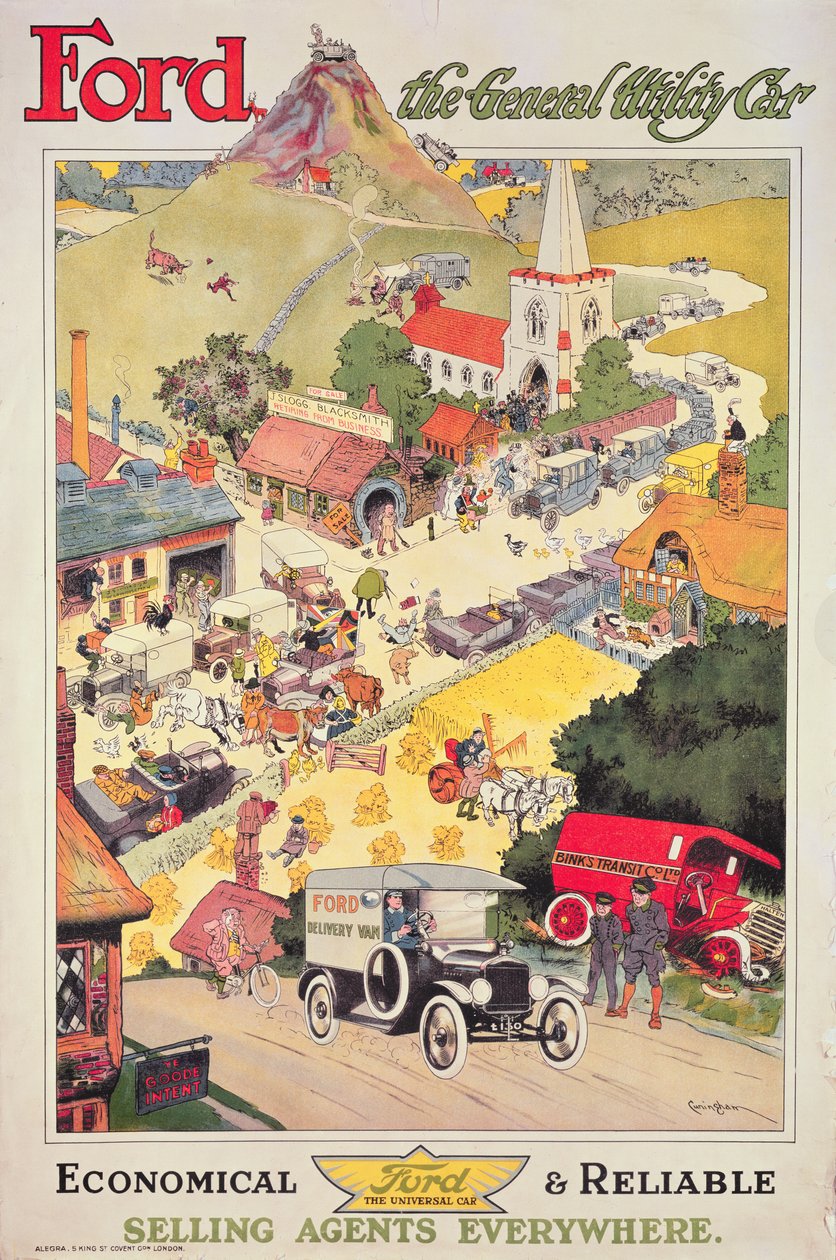 Ford reklámplakát - The General Utility Car, 1912 körül alkotó: Oswald Hamilton Cuningham