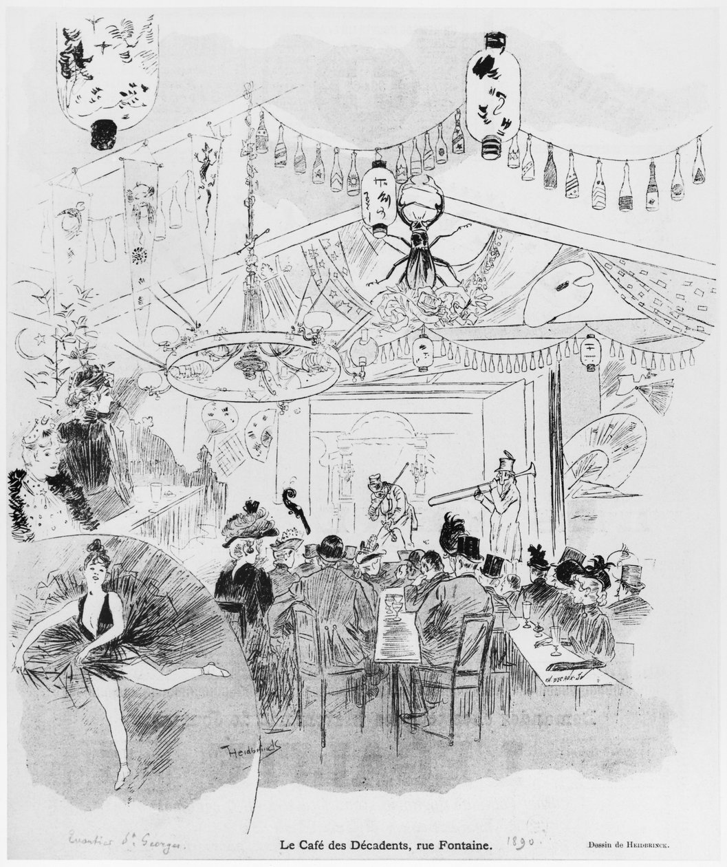 Cafe des Decadents, 16bis rue Fontaine, Párizs, 1890 alkotó: Oswald Heidbrinck