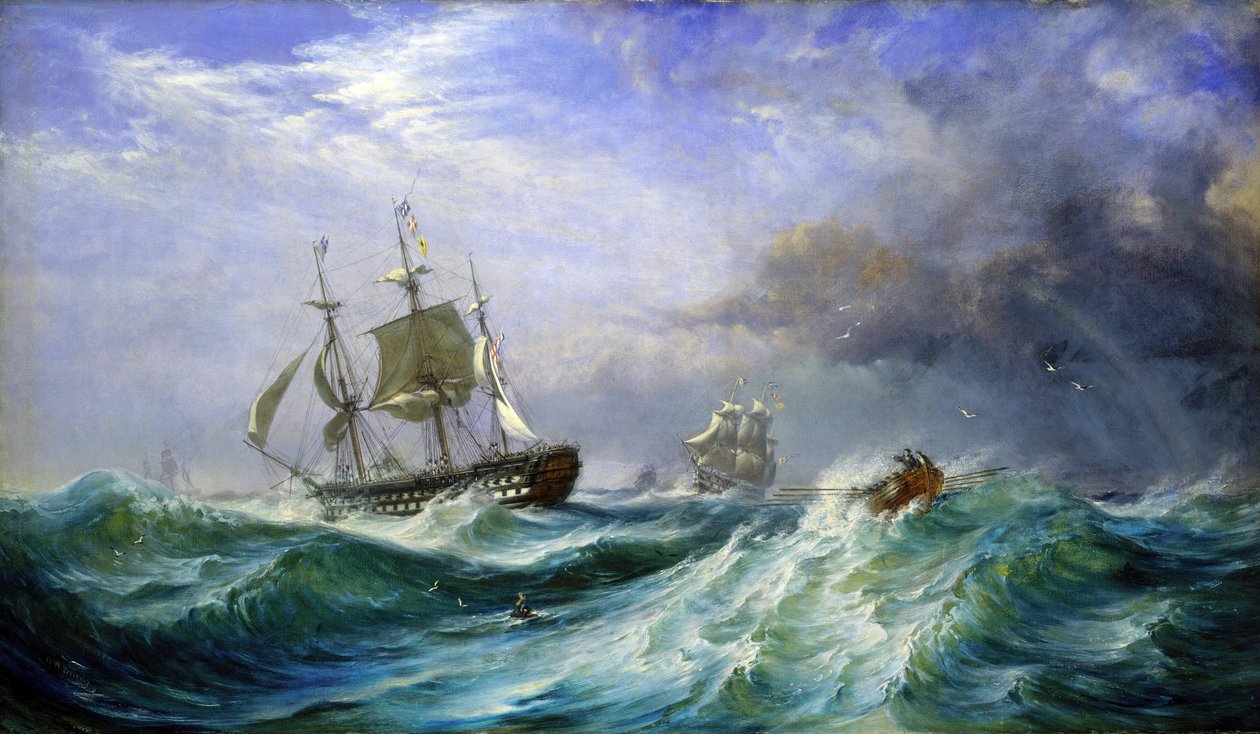 Egy ember a tengeren, aki a HMS "Saint Jean D
