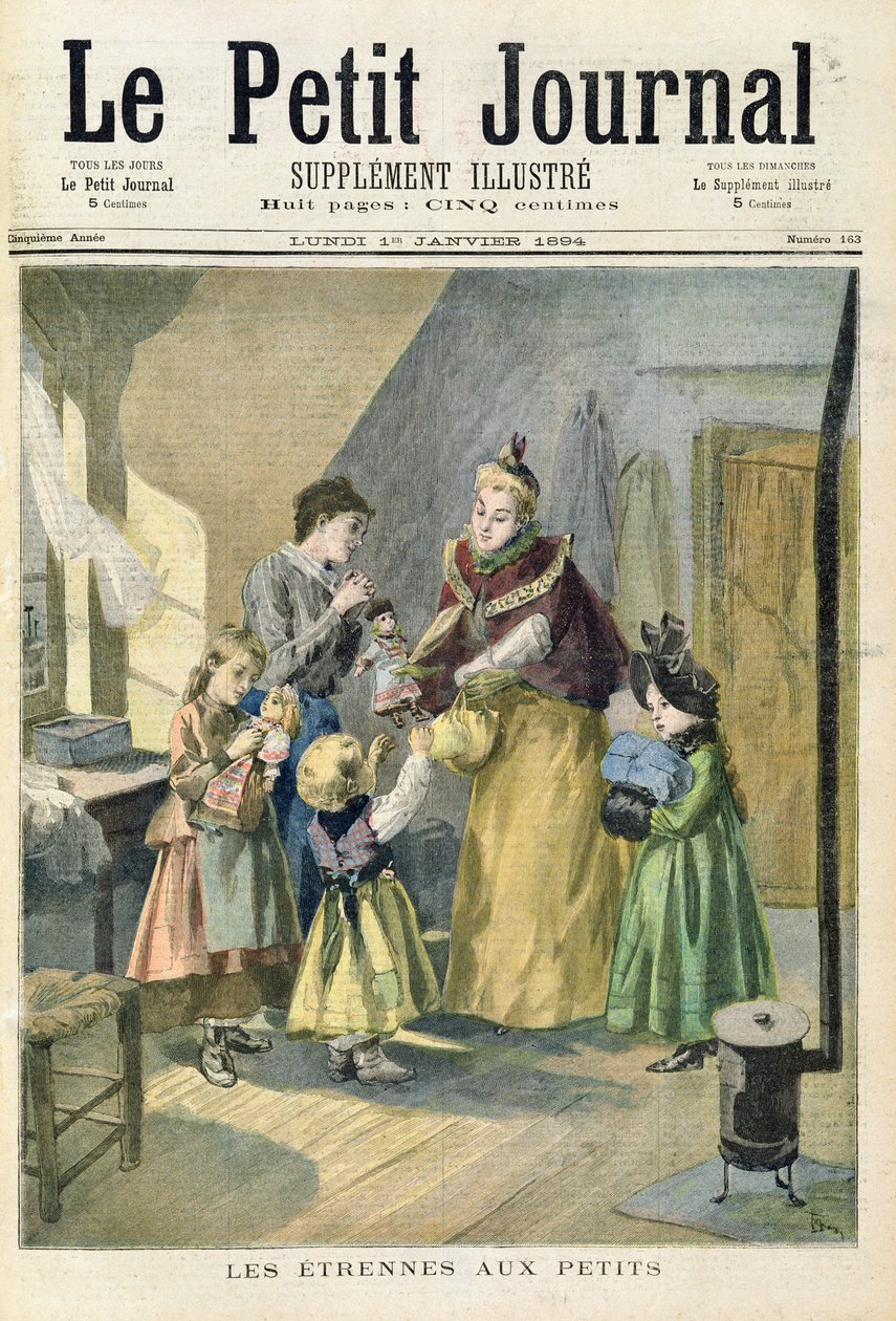 Újévi ajándékok a gyerekeknek, a „Le Petit Journal” illusztrált mellékletének címlapjáról, 1894. január 1. (színes litho) alkotó: Oswaldo Tofani