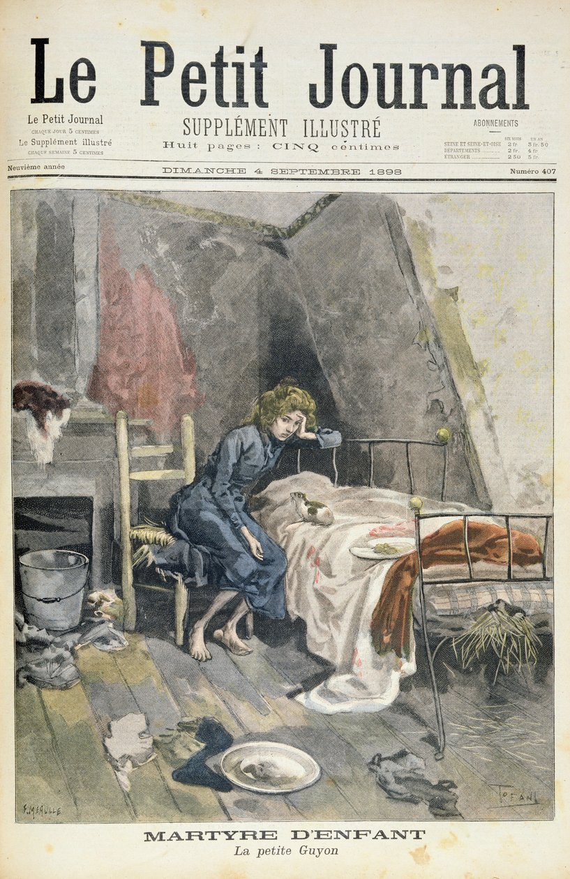 A gyermekek mártíromságát ábrázoló címlap, a kis Guyon, illusztráció a Le Petit Journal illusztrált mellékletéből, 1898. szeptember 4. alkotó: Oswaldo Tofani