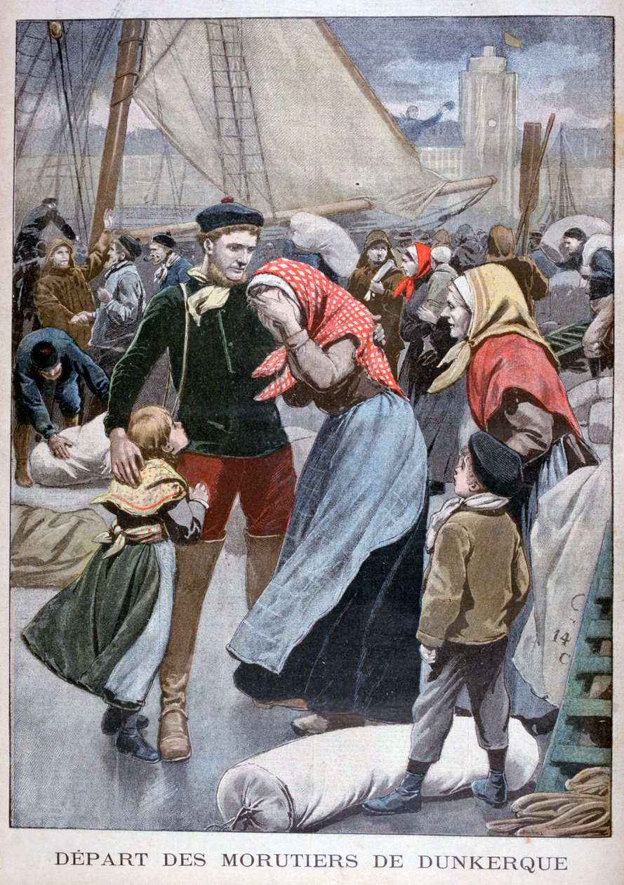 A tőkehal-halászhajók indulása Dunkerque-ből, 1900 alkotó: Oswaldo Tofani