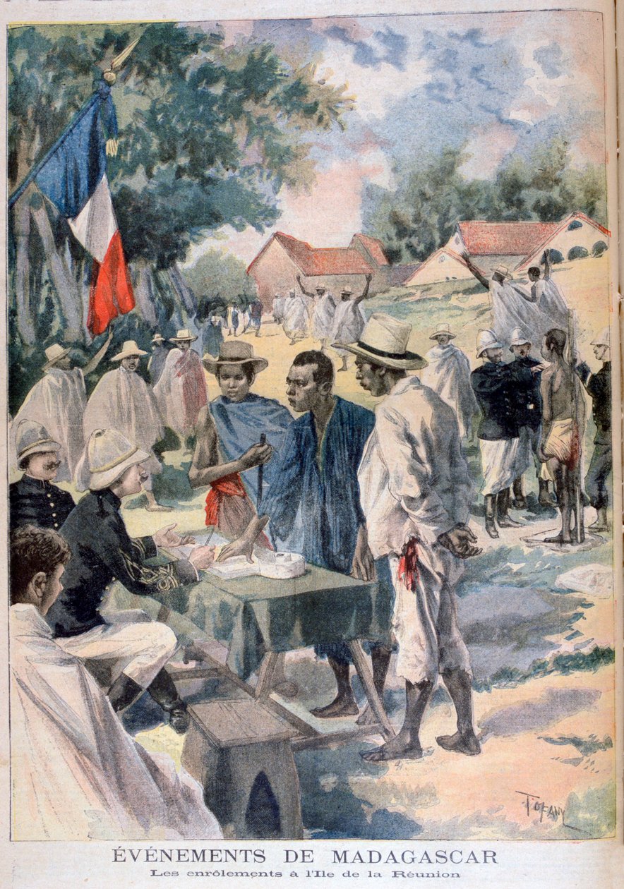 Bennszülöttek sorozása La Reunion szigetén, 1895 alkotó: Oswaldo Tofani