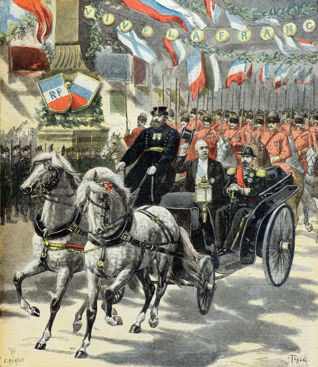Felix Faure hivatalos szentpétervári látogatása a francia-orosz szövetség megünneplésére alkotó: Oswaldo Tofani