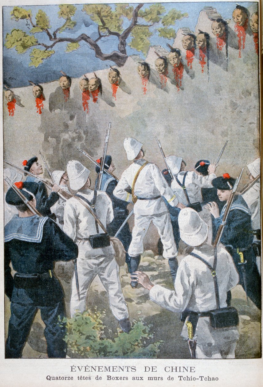 Tizennégy fej boxer a kínai Tchio-Tchao falain, 1900 alkotó: Oswaldo Tofani