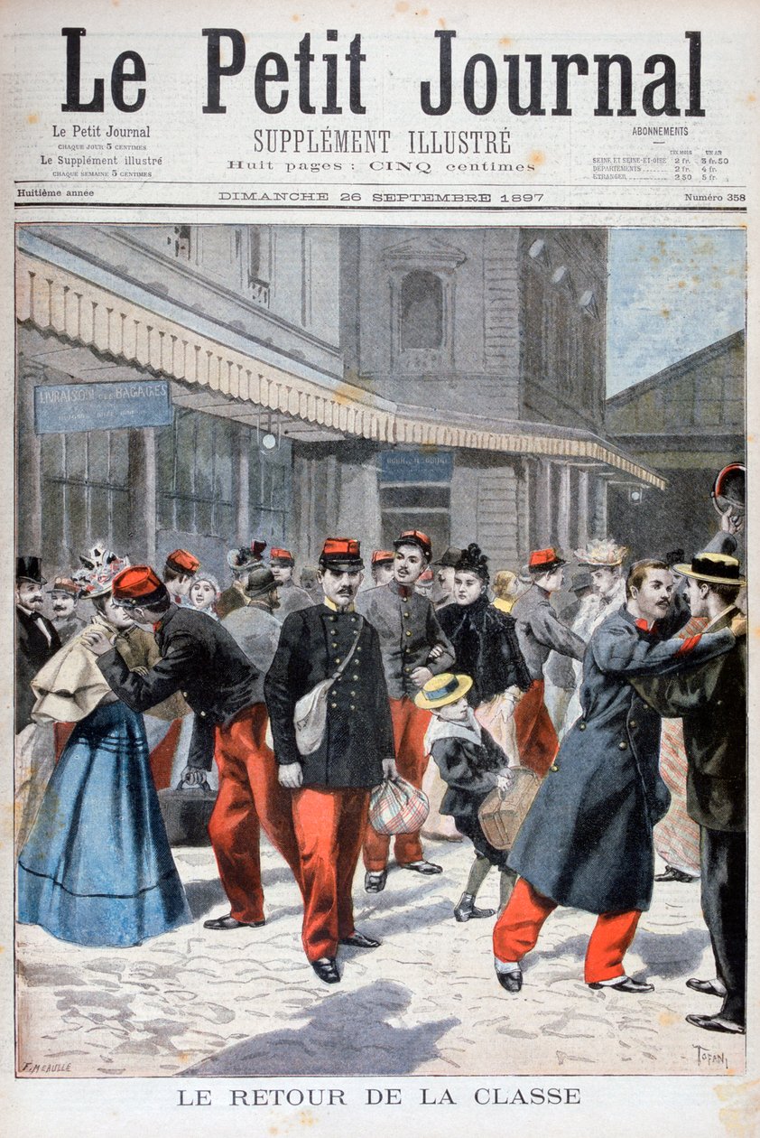 Hazatérő francia katonák, Franciaország, 1897 alkotó: Oswaldo Tofani