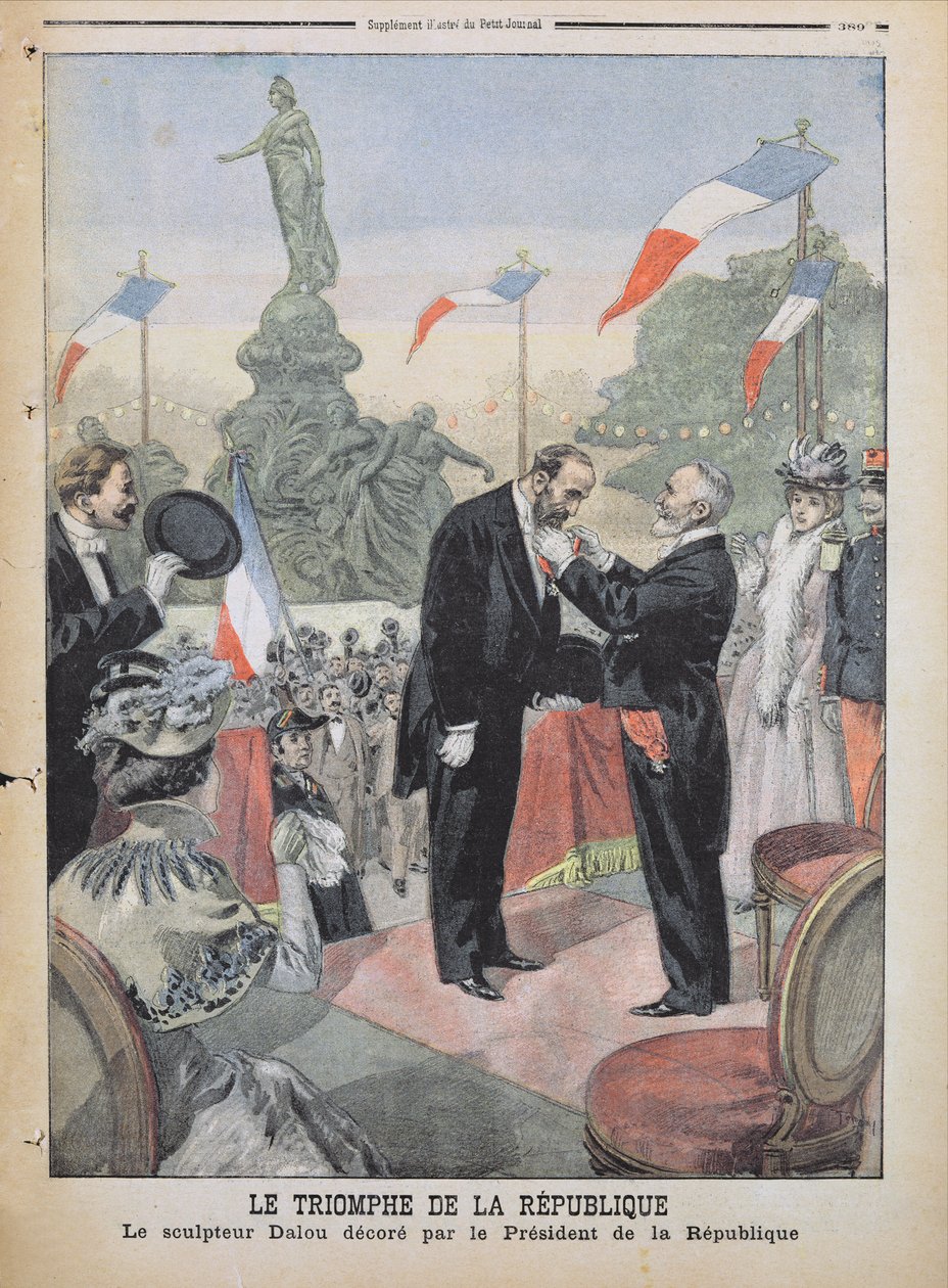 Jules Dalou-t (1838-1902) a Becsületlégió éremmel tüntette ki Emile Loubet (1838-1929) a "Le Petit Journal"-ból, 1899. december 4. alkotó: Oswaldo Tofani