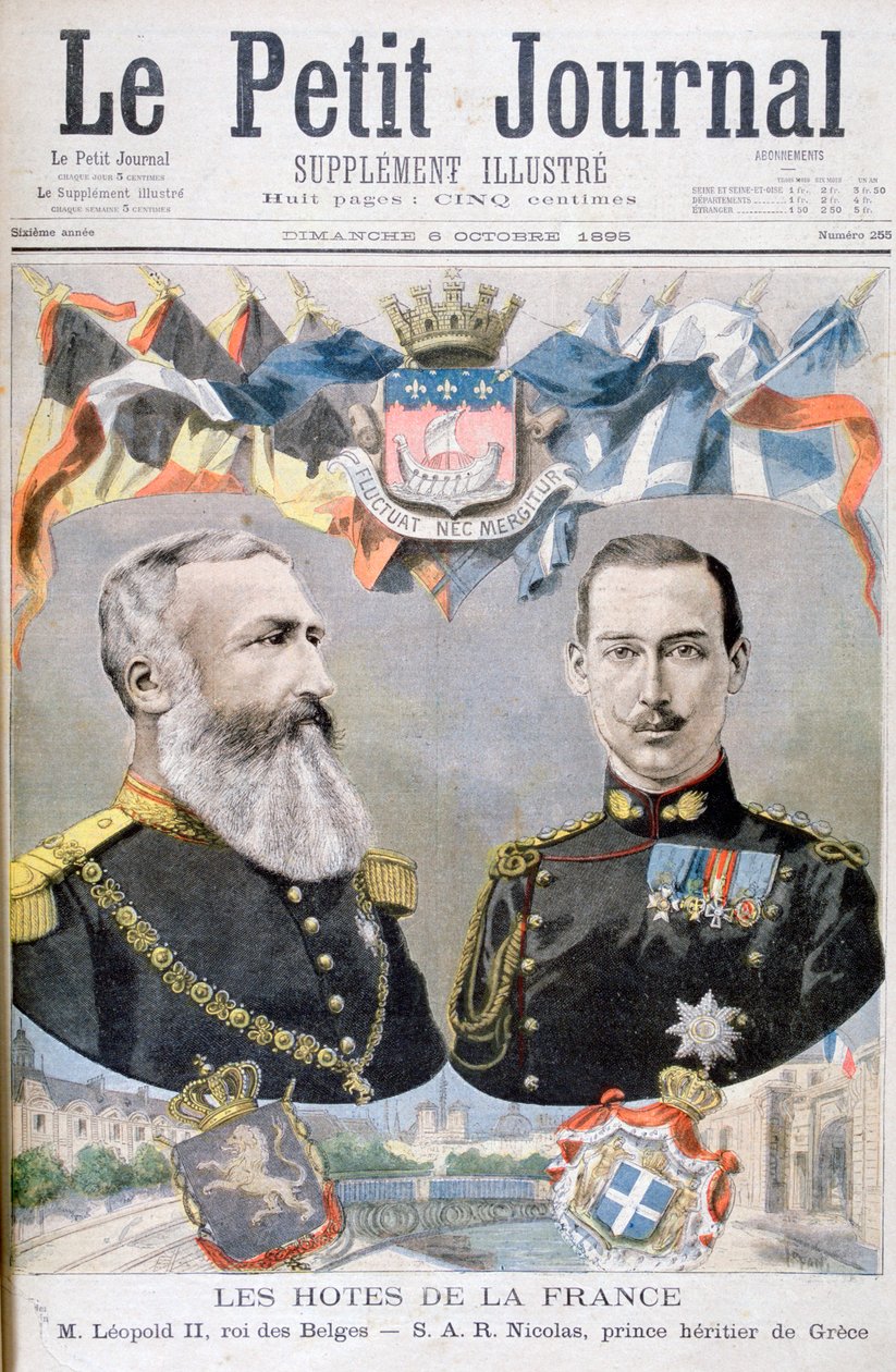 II. Lipót belga király és Miklós görög és dán herceg, 1895. alkotó: Oswaldo Tofani
