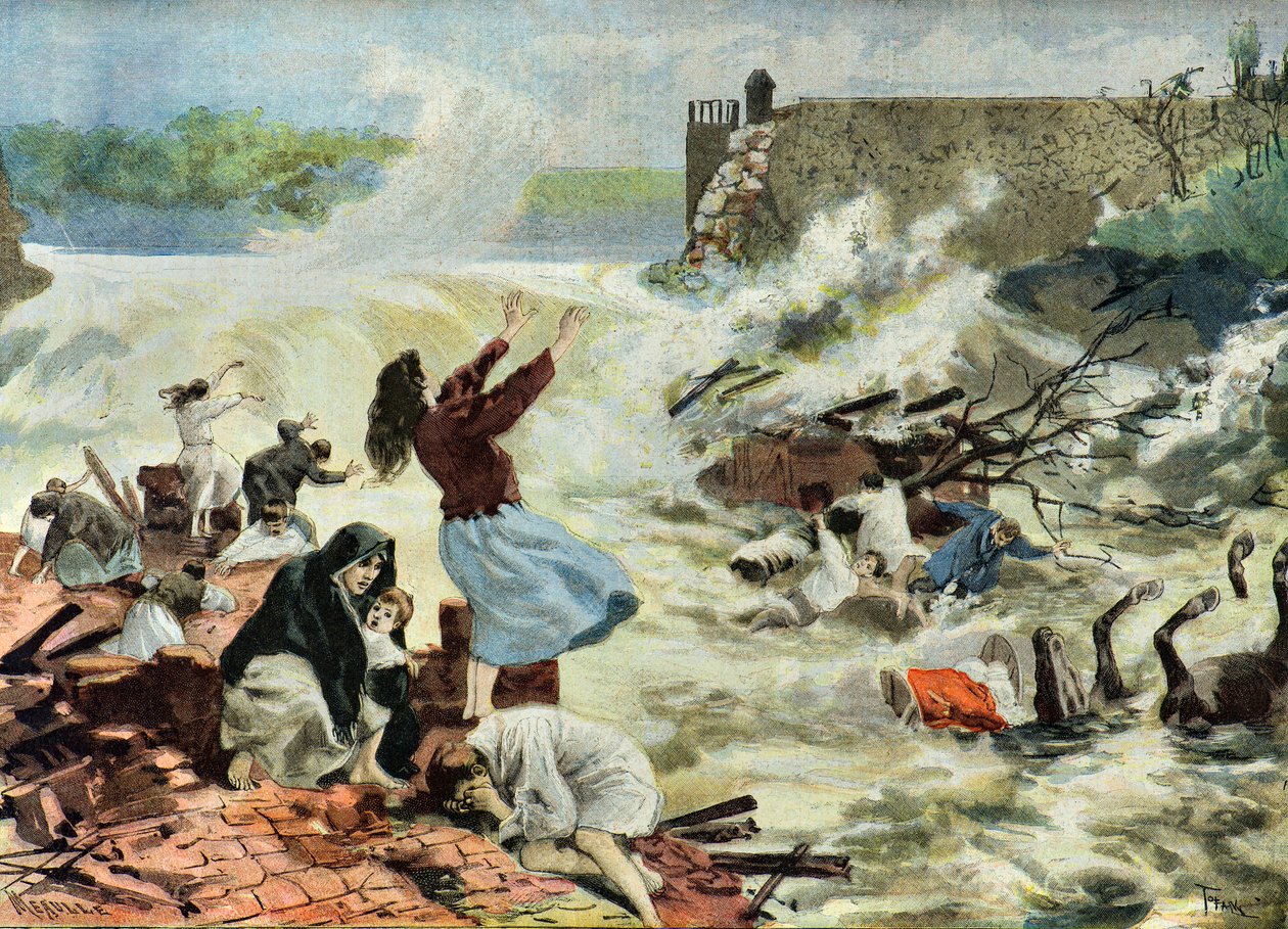 A Bouzey-katasztrófa,1895 (Illusztráció) alkotó: Oswaldo Tofani