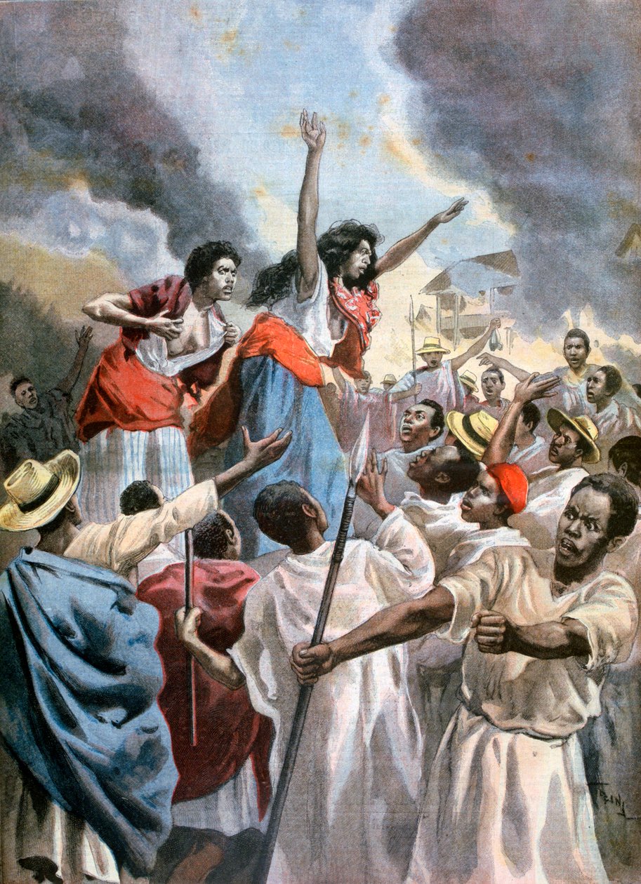 A királyi hercegnők a szent háborút prédikálják Madagaszkáron, 1894 alkotó: Oswaldo Tofani