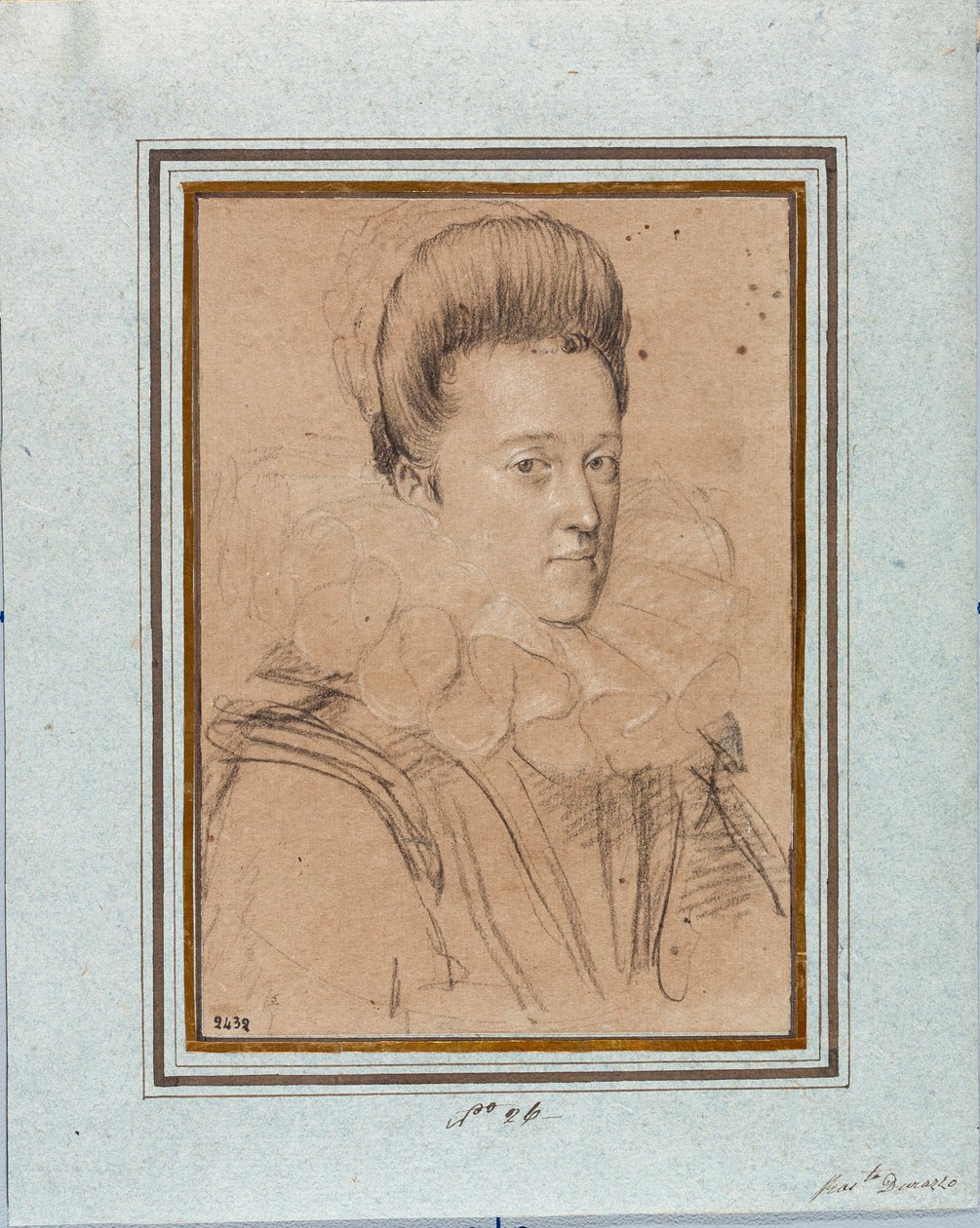Eleonore de Medicis (Eleonora de Medici) portréja (1567-1611) I. Gonzague Vince, Mantua hercegének felesége (Vincenzo I Gonzaga, Mantua hercege) (1562-1612) Ottavio Leoni rajza (1578-1630) Genes Strada Nuova Múzeumok, 2432. sz alkotó: Ottavio Mario Leoni