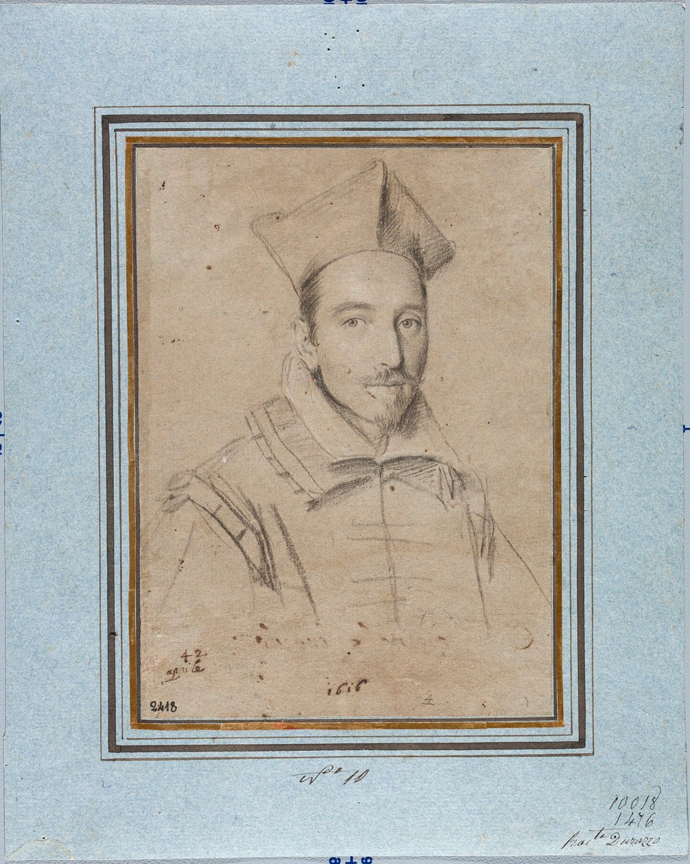 Valószínűleg Francesco Maria Bourbon Del Monte Santa Maria bíboros (1549-1627) prelátus portréja Ottavio Leoni (1578-1630) rajza 1616 Genes, Musei di Strada Nuova, Fondo Disegni, inv 2418 alkotó: Ottavio Mario Leoni