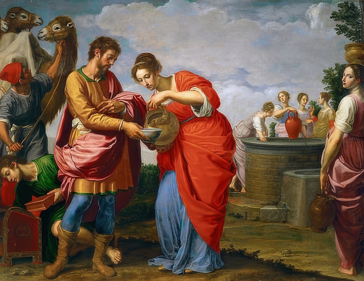 Rebekka és Eliezer a kútnál. 1626/27 körül alkotó: Ottavio Vannini