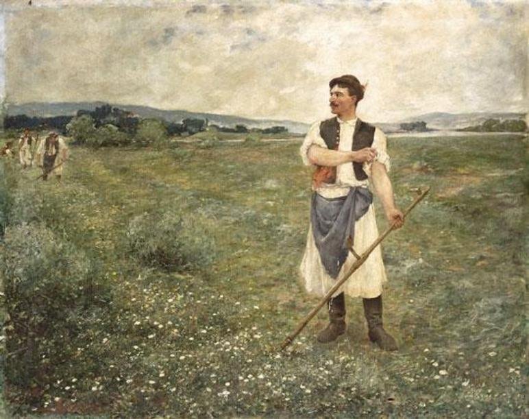 Férfi kaszával alkotó: Otto Baditz