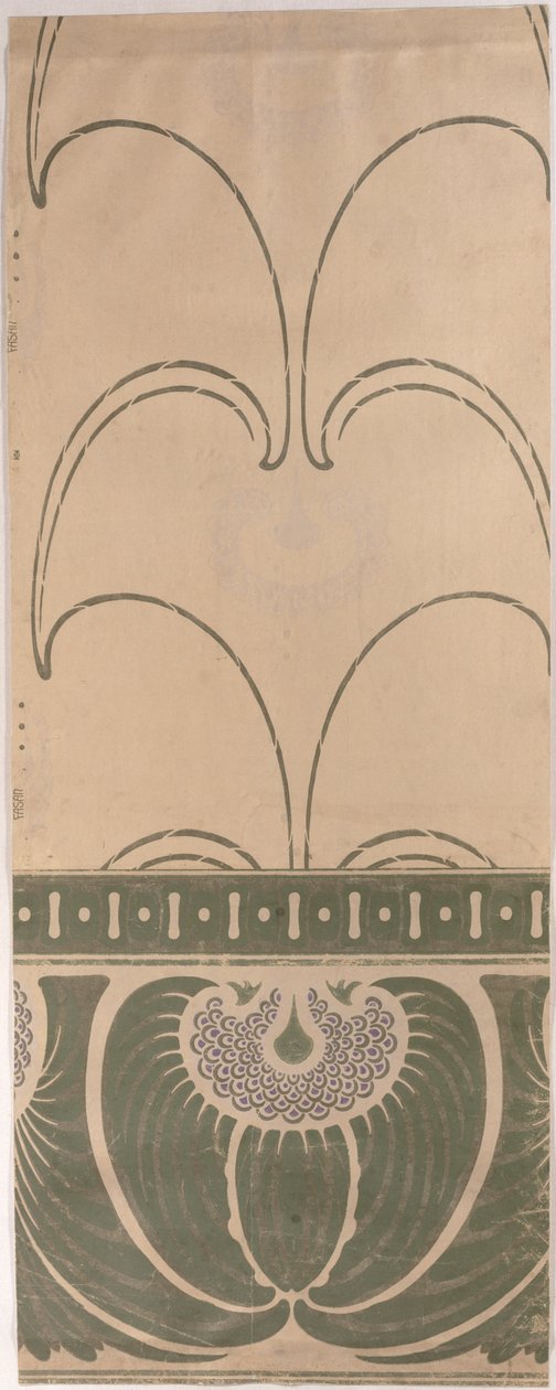 Fasau tapéta tervezés, kb. 1900, gyártó: Tapetenfabrik Engelhard, Mannheim, alkotó: Otto Eckmann