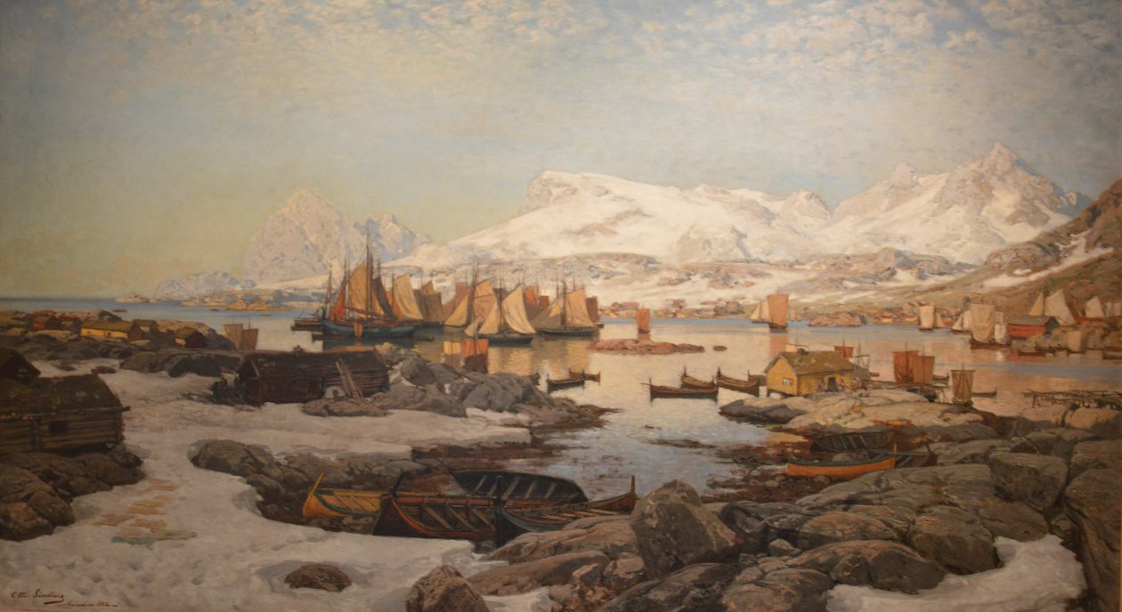 Tavaszi nap a Lofoteneken alkotó: Otto Sinding