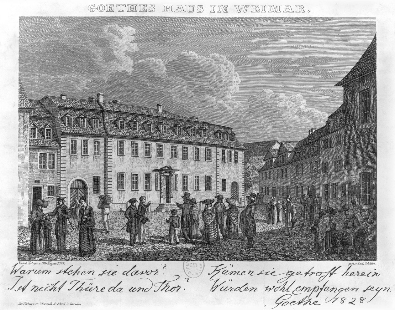 Johann Wolfgang von Goethe (1749-1832) weimari háza, Ludwig Schütze (1807-72) metszete 1827-28 alkotó: Otto Wagner