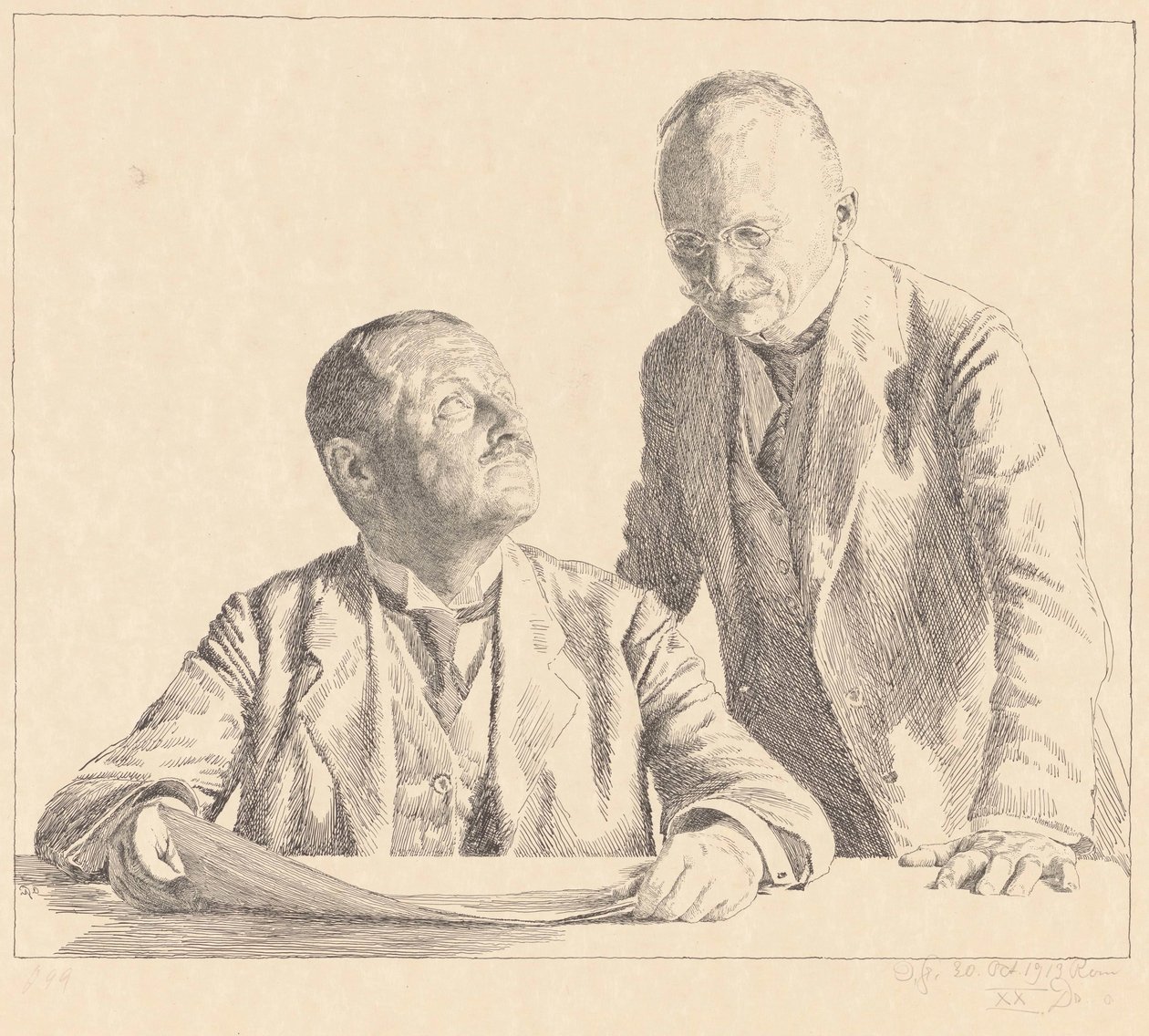 Guido von Usedom és Gustav von Houwald gyűjtők kettős portréja A Sammler alkotó: Otto Greiner (signed by artist)