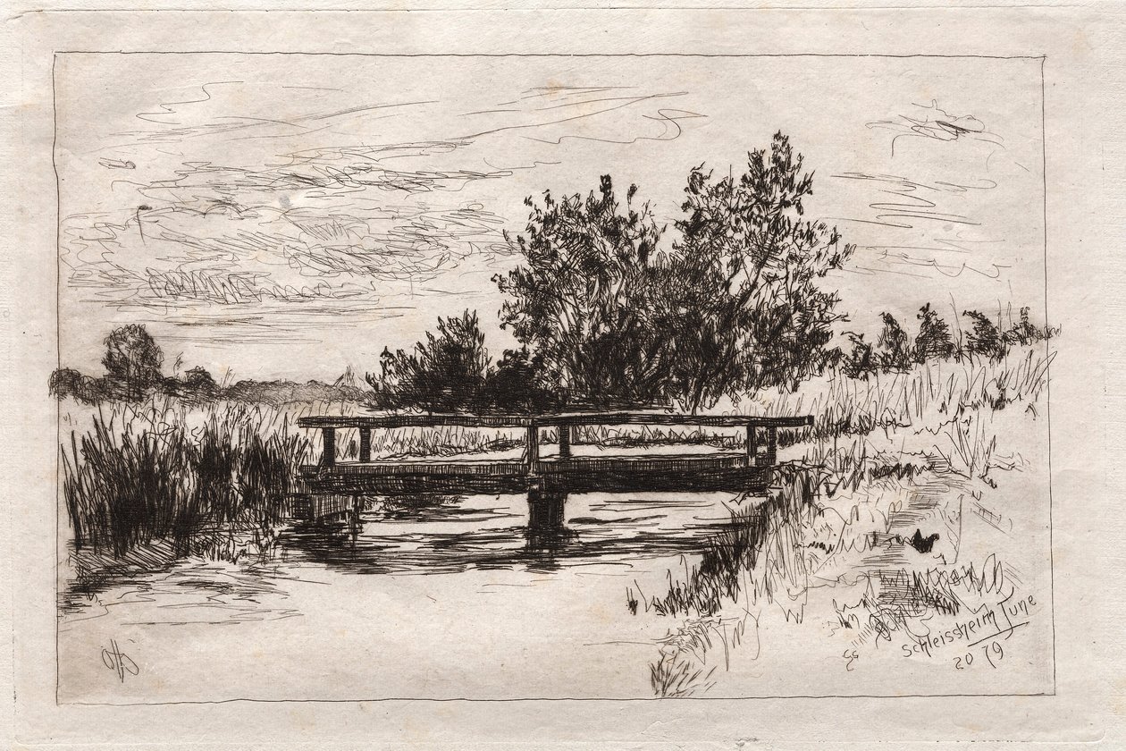 Híd, Schleissheim, 1879. alkotó: Otto H. Bacher