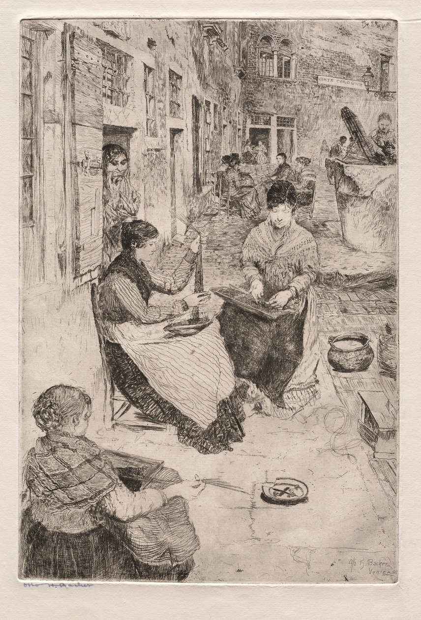 Velencei rézkarcok: Gyöngyfűzők, 1882. alkotó: Otto H. Bacher