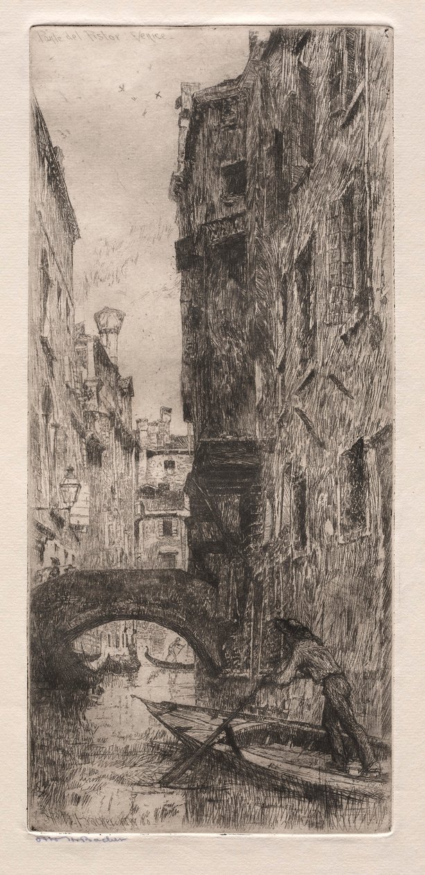 Velencei rézkarcok: Ponte del Pistor, Velence, 1880. alkotó: Otto H. Bacher