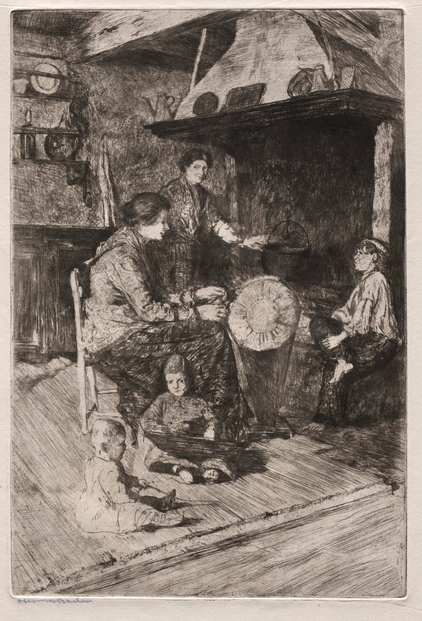 Velencei rézkarcok: A csipkeverők, 19. század. alkotó: Otto H. Bacher