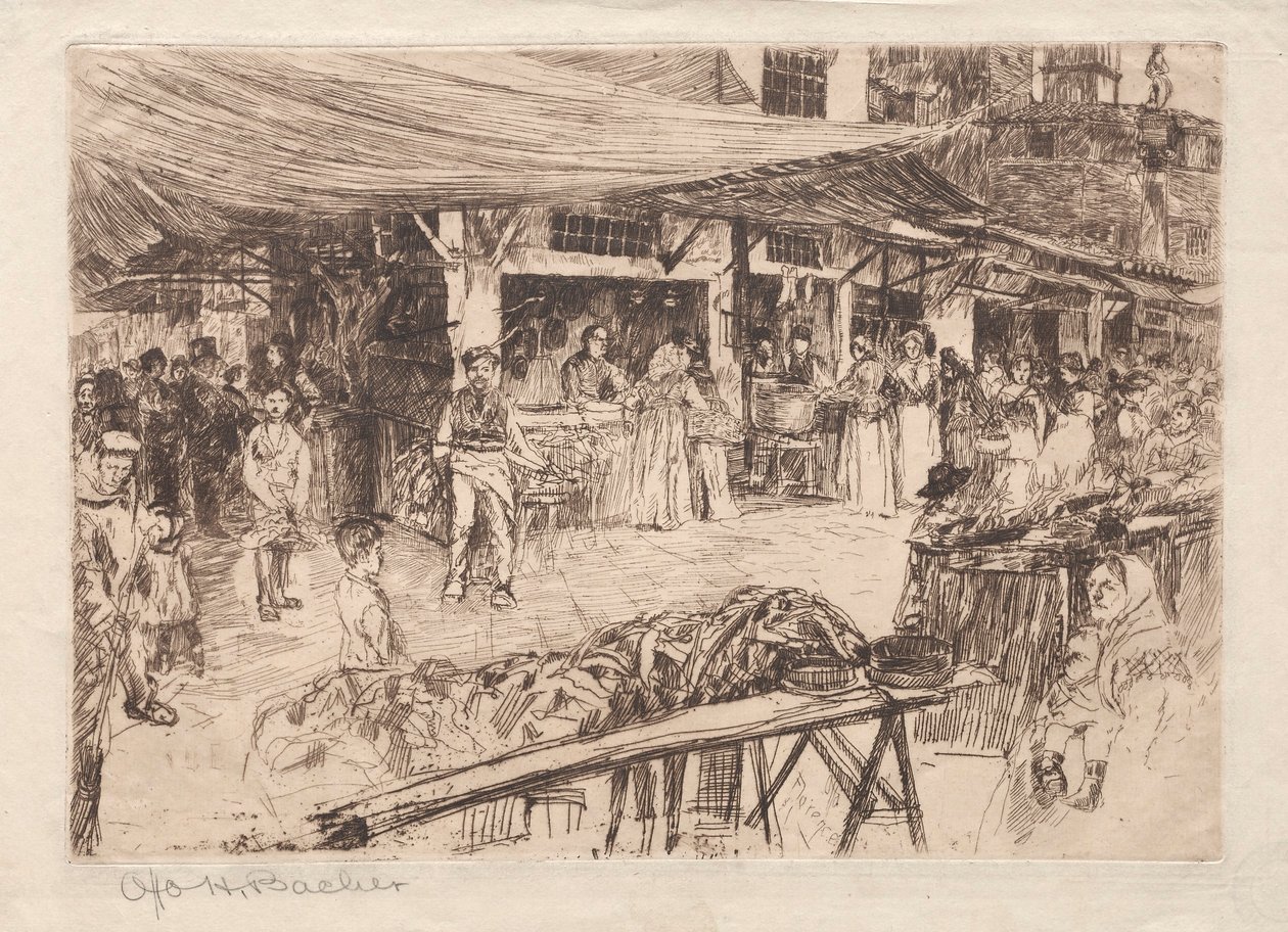 Régi piac, Firenze, 19-20. század. alkotó: Otto H. Bacher