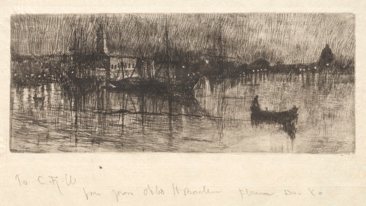 Esős éjszaka, Velence, 1880. alkotó: Otto H. Bacher