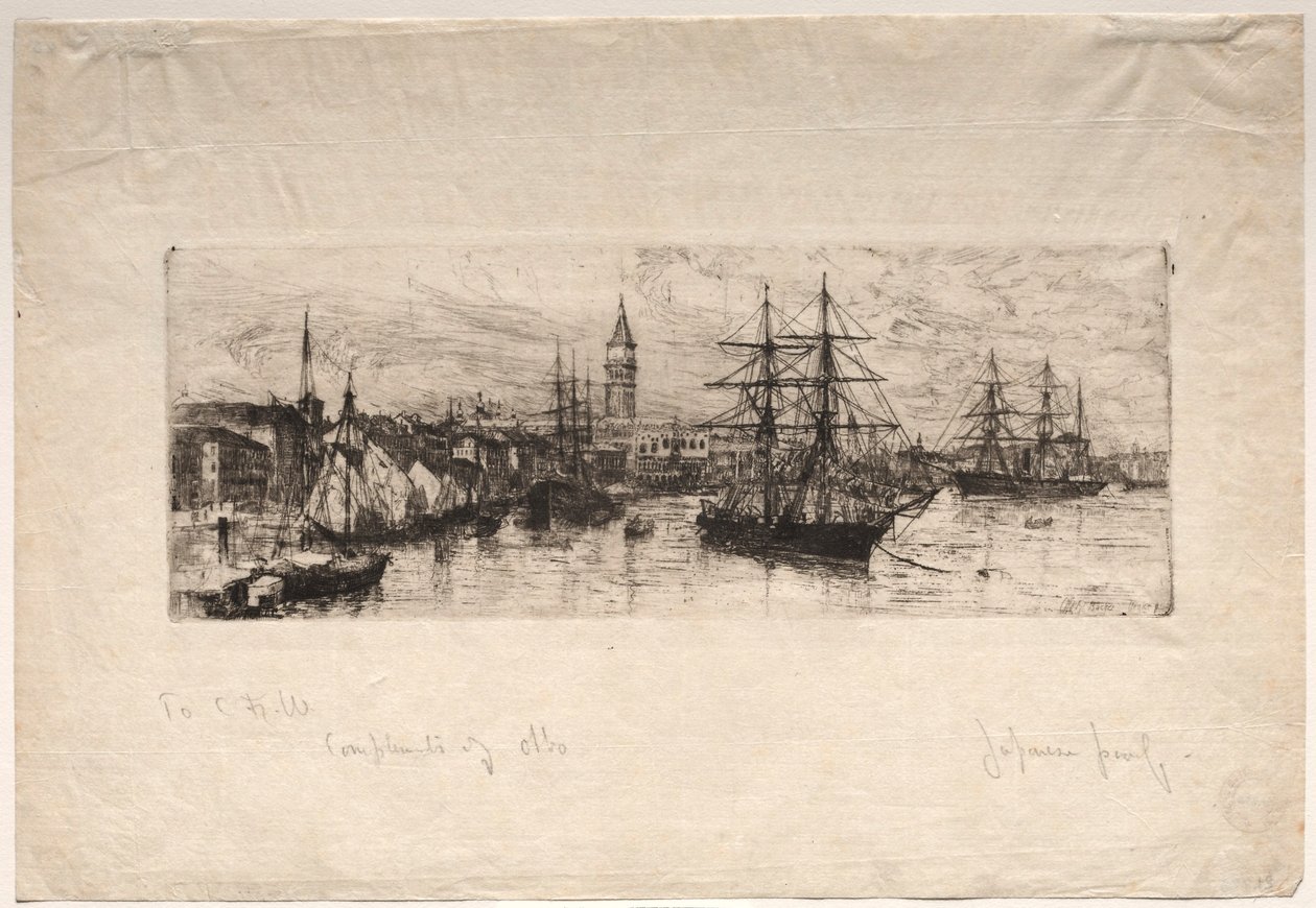 A hajózás és a hercegi palota, 1880. alkotó: Otto H. Bacher