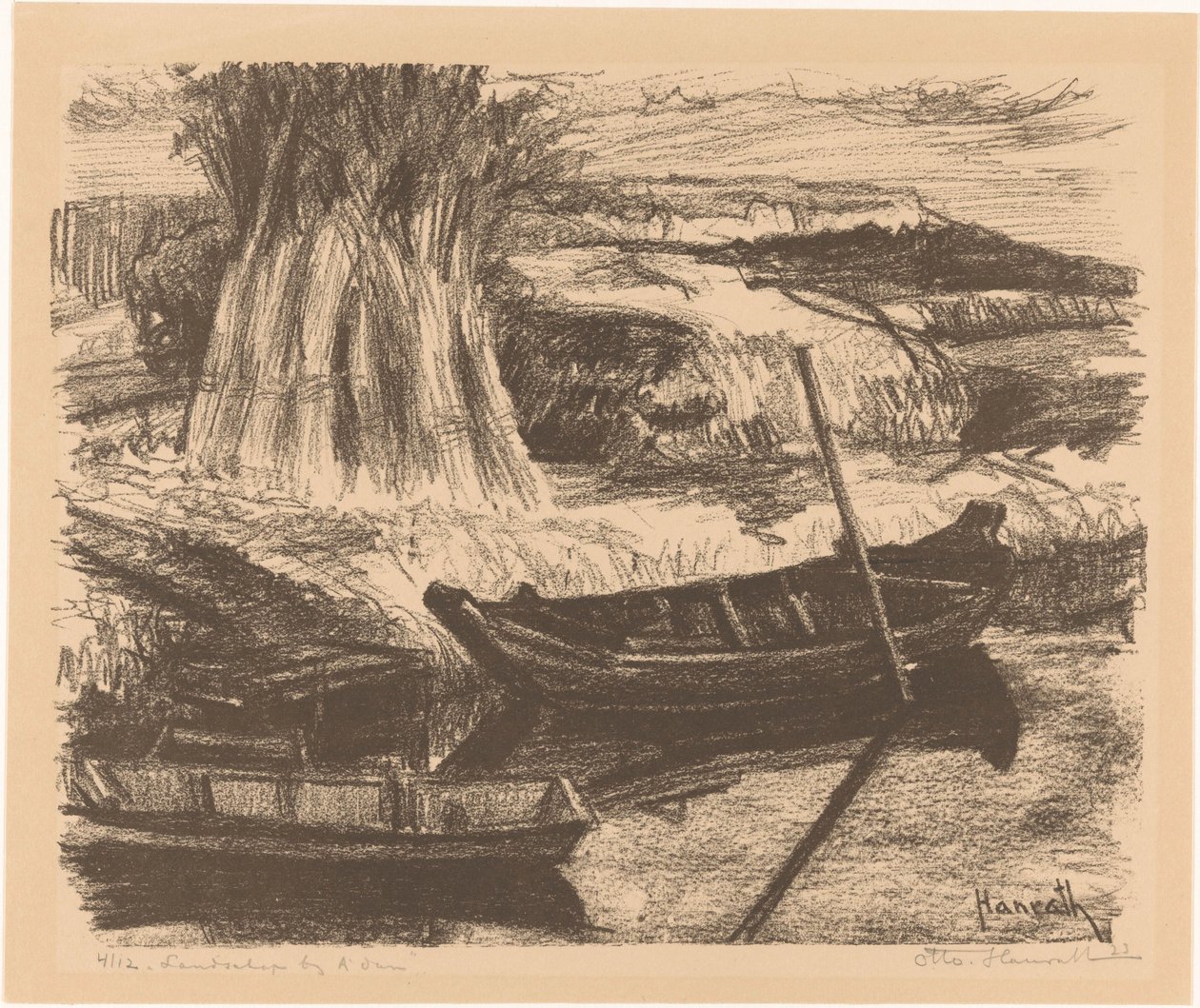 Amszterdam melletti táj (eredeti cím az objektumon) alkotó: Otto Hanrath (signed by artist)