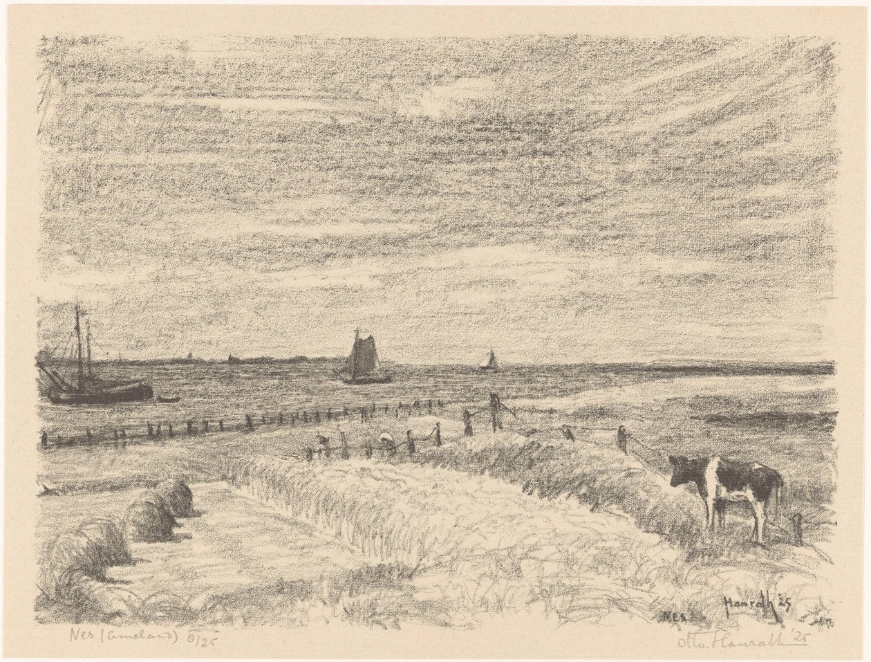Nes (Ameland) (eredeti cím a tárgyon) alkotó: Otto Hanrath (signed by artist)