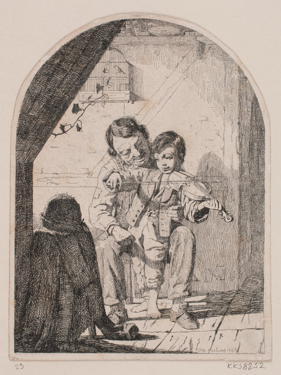 A fiú hegedülni tanul alkotó: Otto Haslund