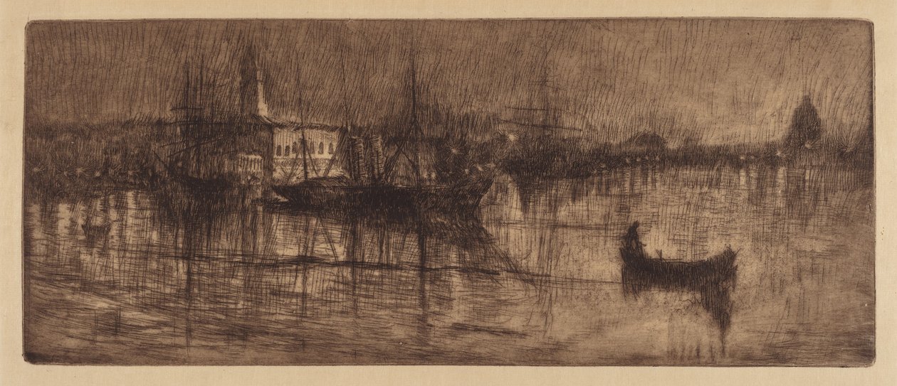 Egy nedves este Velencében, c. 1880. alkotó: Otto Henry Bacher
